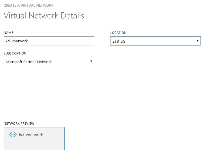 Virtual Network Details window for my "kci-vnetwork" in East US.