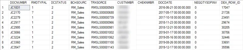 SQL query results after checklinks.