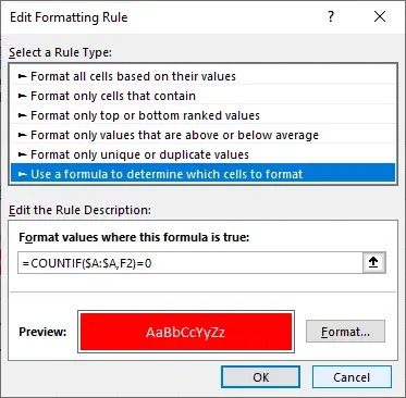 Conditional Formatting use formula option
