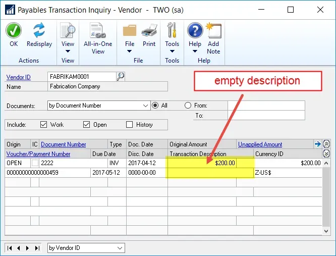 Result: no description in the PM tables