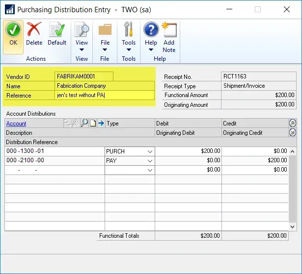  Type a description in the Reference field