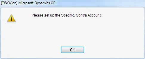 Error: "Please set up the Specific Contra Account".