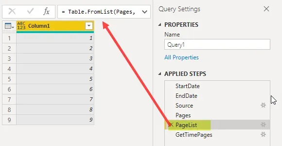 A screenshot showing step 11's results. The page list shows a table with 9 rows, one per page. 