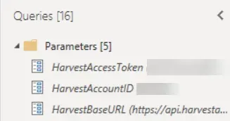 Parameters for access token, account ID, base URL