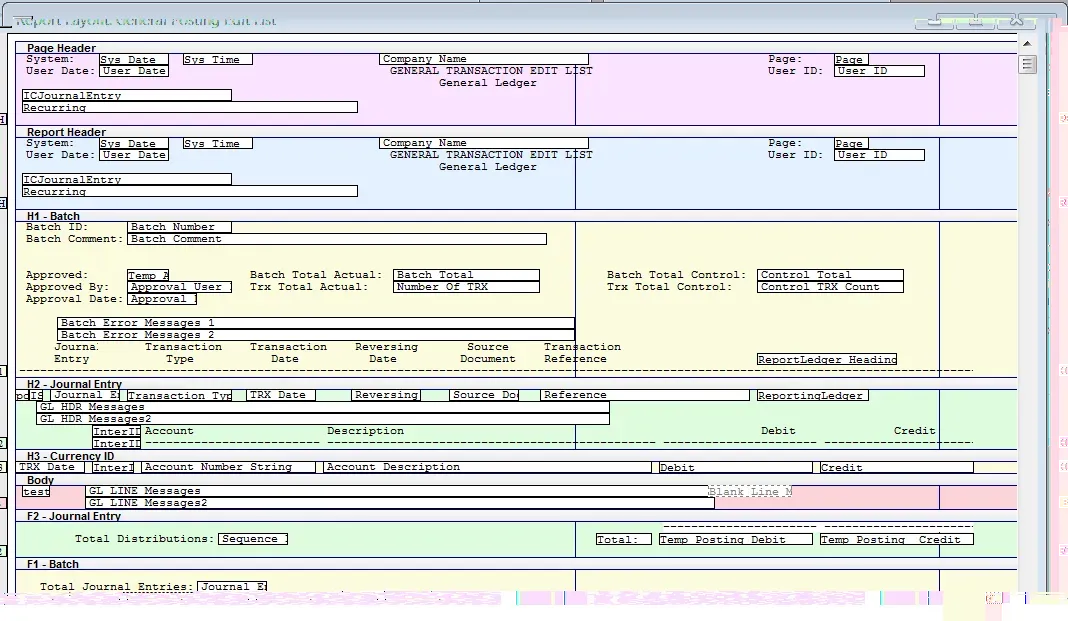 Report Layout in Text Report format.