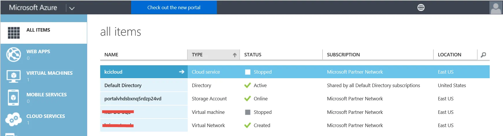 Old Azure portal