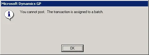 Cannot post, assigned to batch
