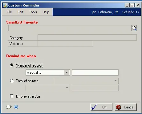 Custom Reminder setup window.d