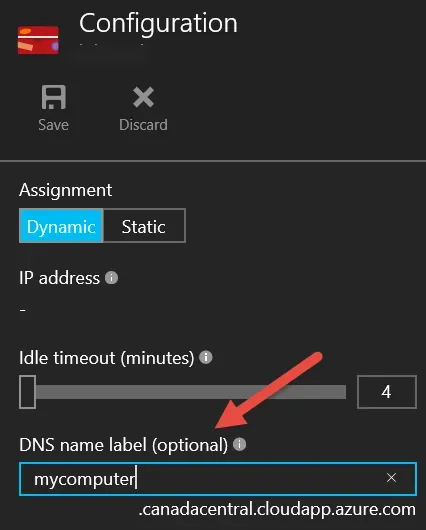 azure 4 dns label for public IP