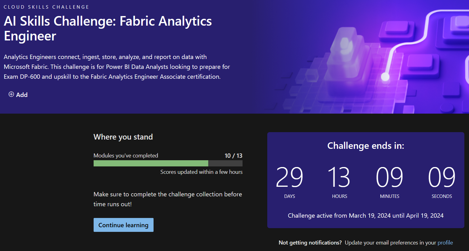 AI Skills Challenge runs from March 19, 2024 to April 19, 2024